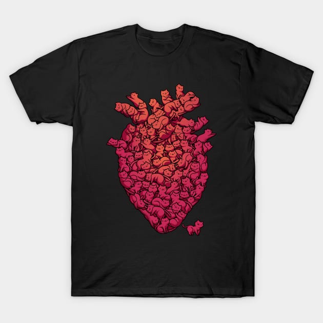 I Love Cat Heart Viva Magenta by Tobe Fonseca T-Shirt by Tobe_Fonseca